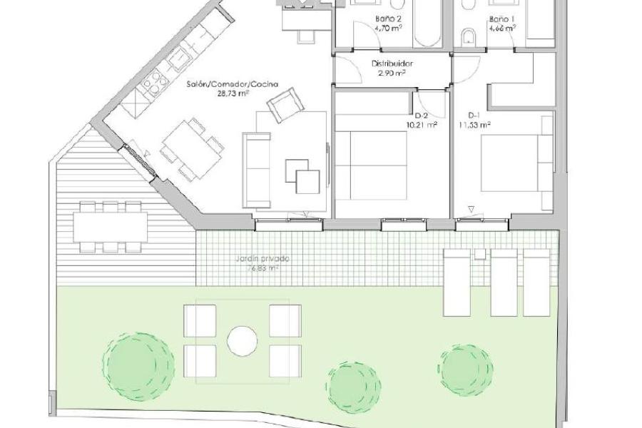 Apartamento de obra nueva con jardín privado de 76 m² en Arturo Soria – 2428