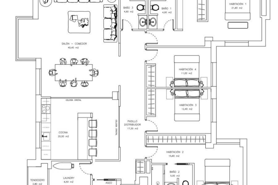 Vivienda de lujo reformada con 4 dormitorios, 3 baños y garaje en Chamberí – 2445