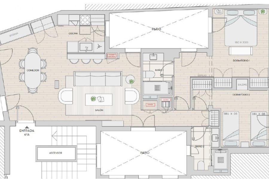 Vivienda reformada con dos dormitorios en José Ortega y Gasset – 2372