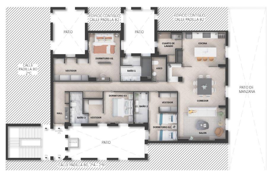 Vivienda reformada con tres dormitorios en Padilla 80 . 2375