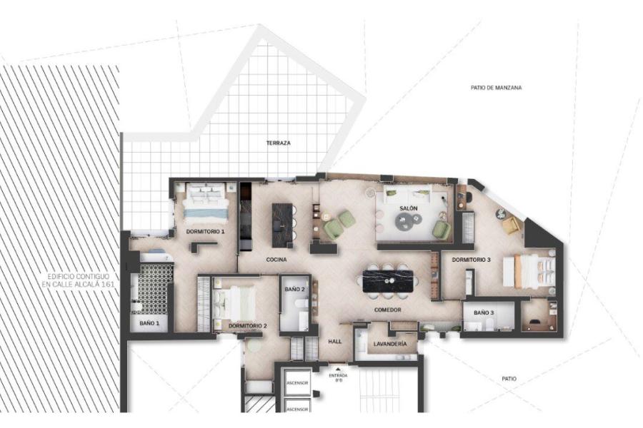 Ático exterior reformado de 177 m² con terraza de 42 m² en Alcala , 2182