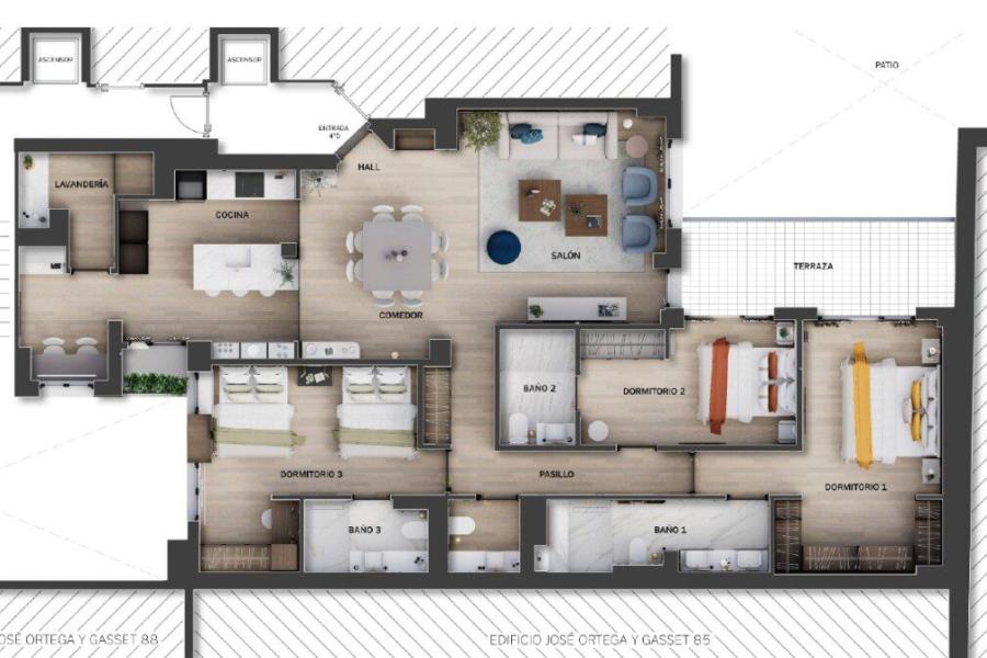 Elegancia contemporánea con terraza y vistas abiertas en el corazón de Madrid 2172VIV