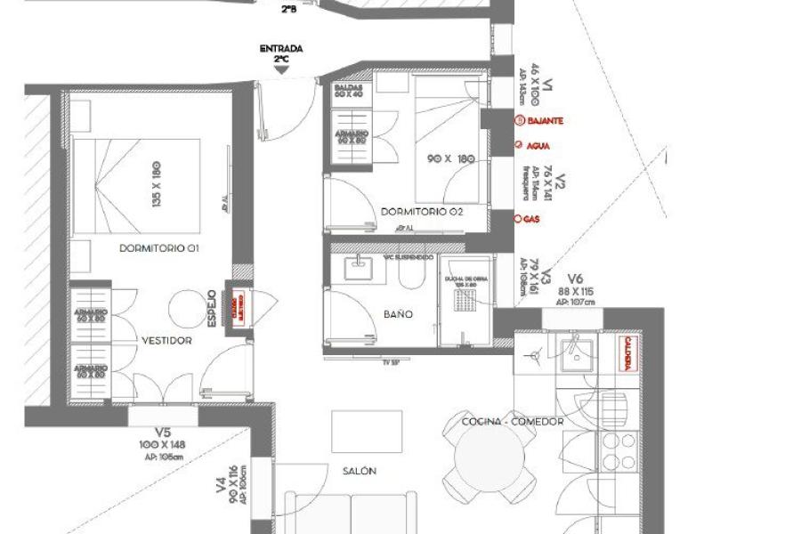 Vivienda reformada con dos dormitorios y vestidor en calle Príncipe de Vergara 60 – 2367