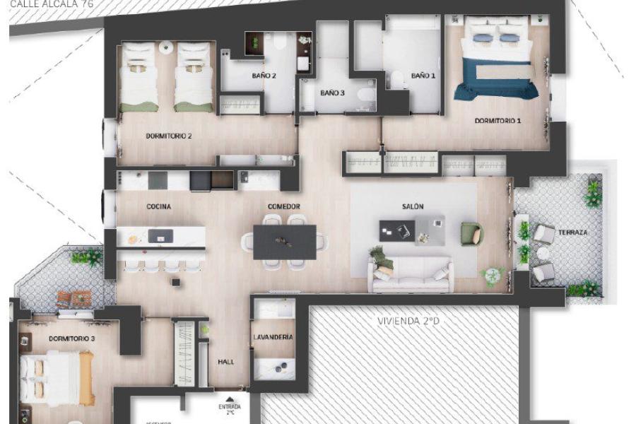 Vivienda reformada con garaje y terraza junto al Retiro, barrio de Ibiza 2176