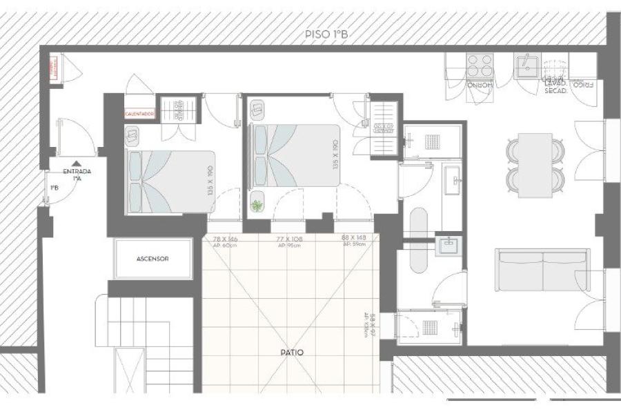Vivienda reformada con dos dormitorios en Hilarión Eslava – 2365